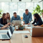Enhance your knowledge of edmonton web design with a professional team collaborating in a creative workspace.