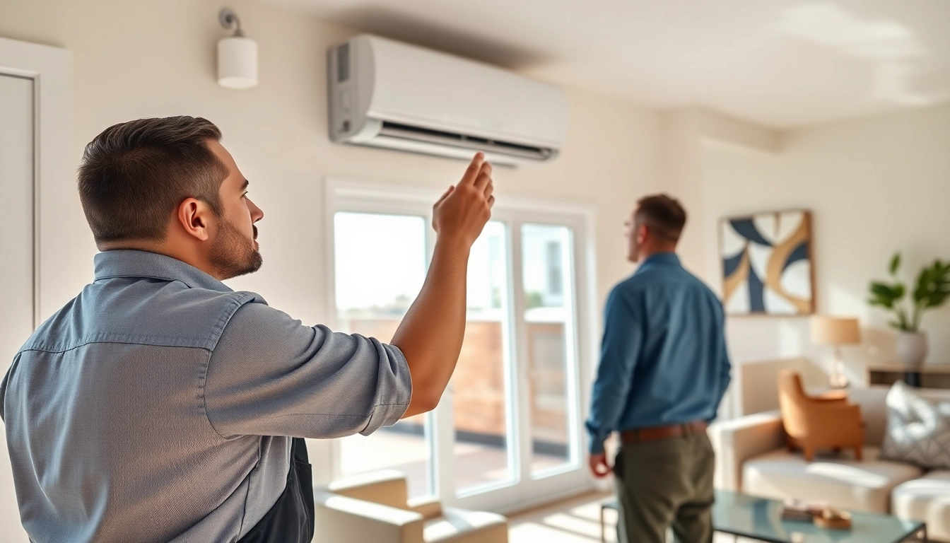 Installing a ductless mini split installation Nashville in a modern living space.