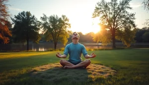 Practicing mindfulness to aid in dealing with anxiety in a serene, natural setting.