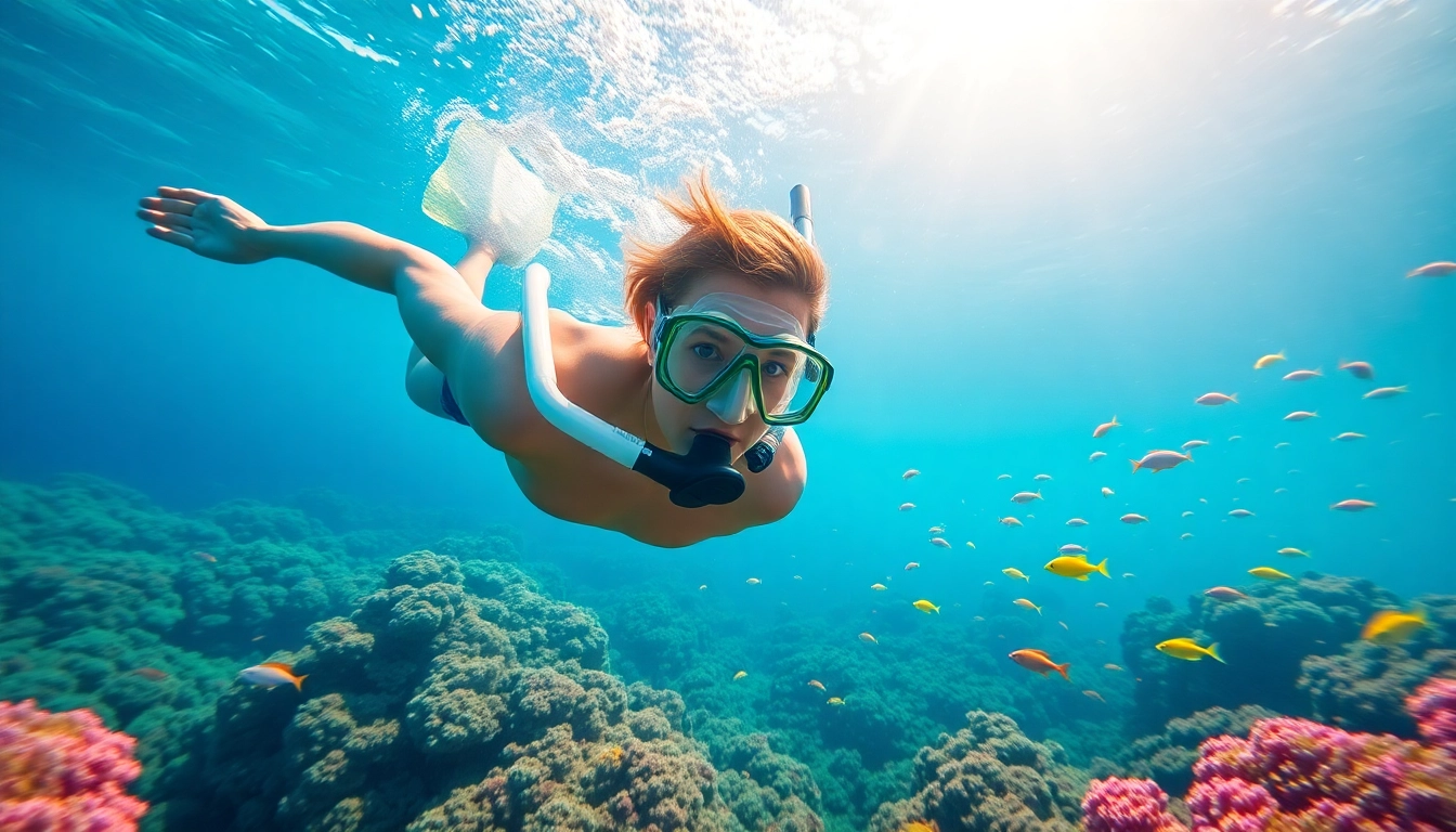 Snorkel Puerto Rico adventure with a diver amidst vibrant coral reefs.