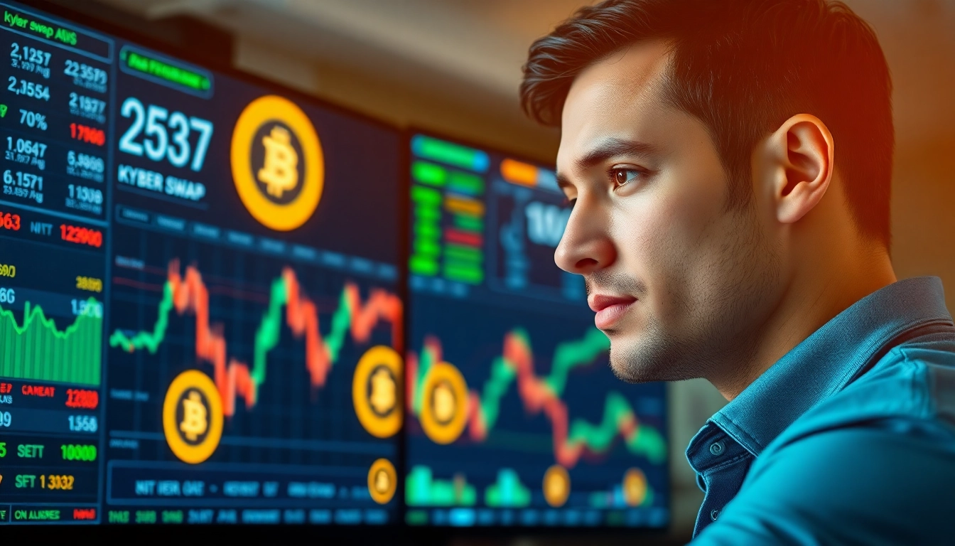 Analyze kyber swap trends while trading cryptocurrencies on a live market graph.