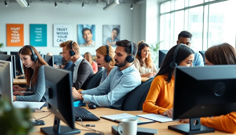 Enhance your business with professional outsource call center services showcasing teamwork and efficiency.