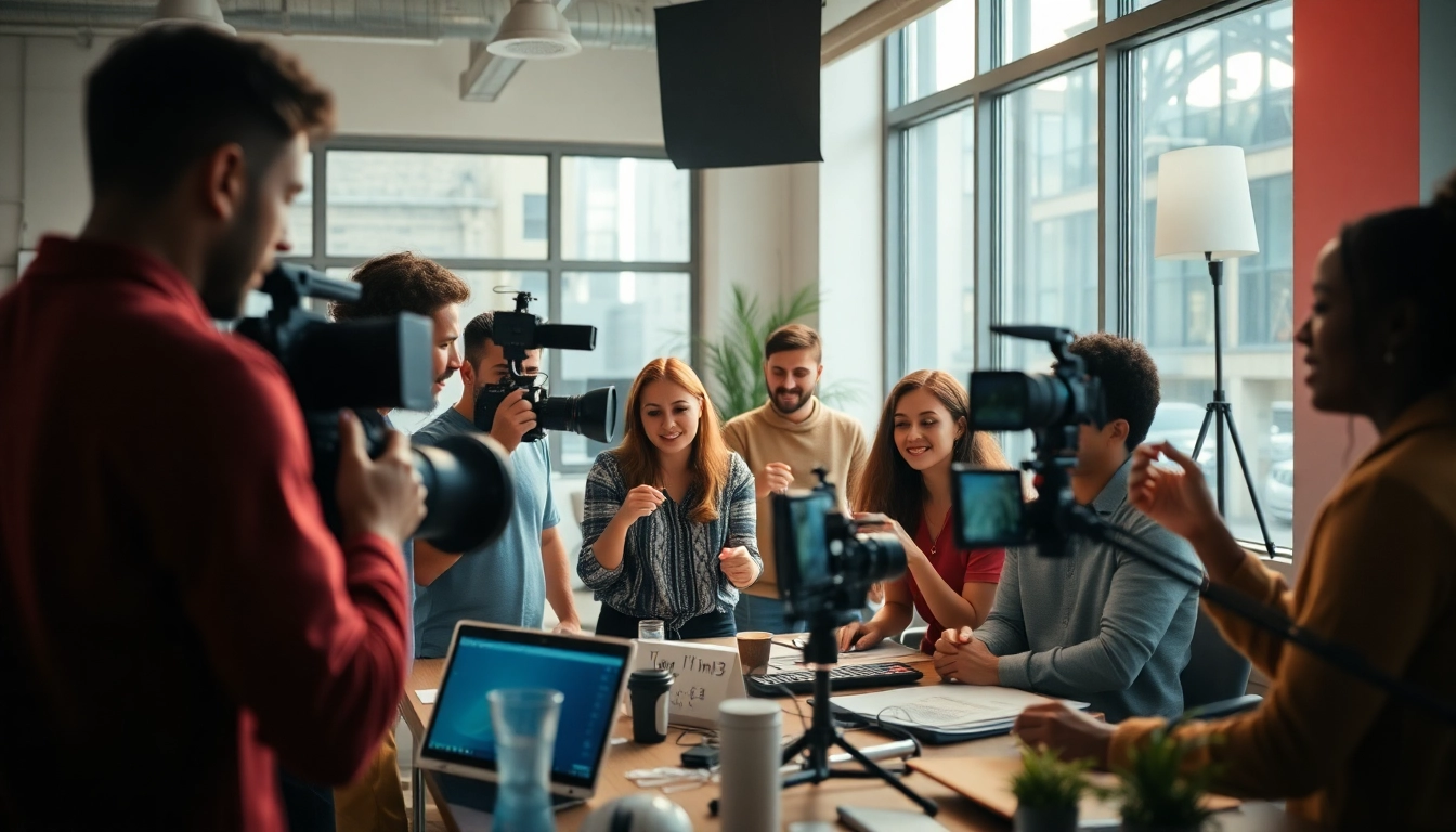 Engaging video production session illustrating a team in action, emphasizing 영상프로덕션 creativity.