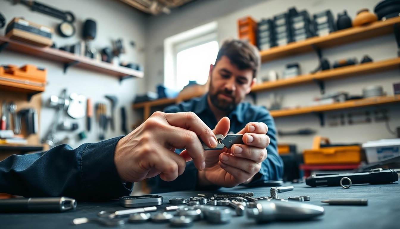 Creating Replacement Car Keys with precision and skill in a well-equipped garage.