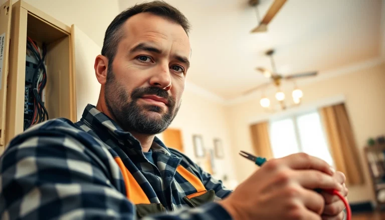 Electrical Contractor installing lighting fixtures in a home, demonstrating expertise and precision.