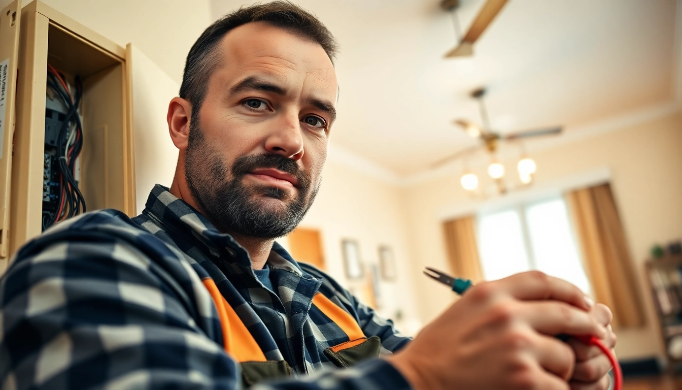 Electrical Contractor installing lighting fixtures in a home, demonstrating expertise and precision.
