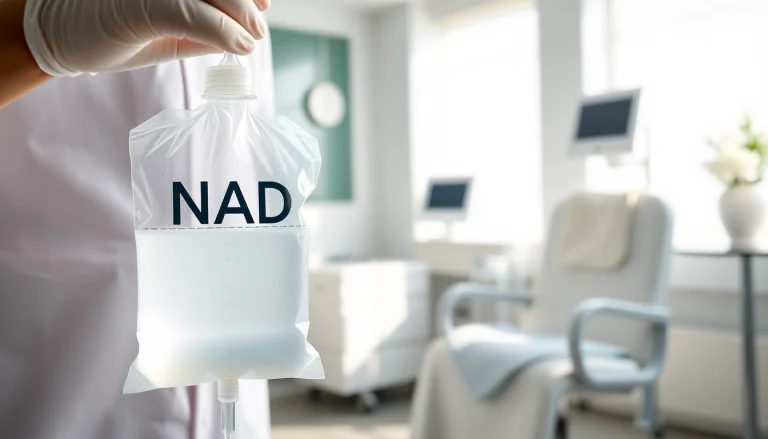NAD IV therapy side effects presented in a clinical setting with IV preparations, highlighting health and wellness.