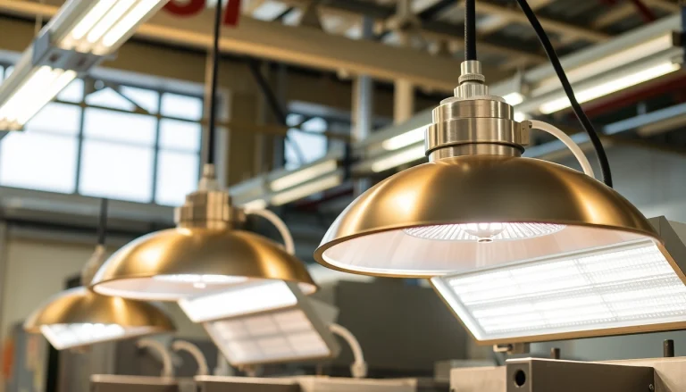Industrial heat lamps providing efficient heating solutions in an industrial setting.