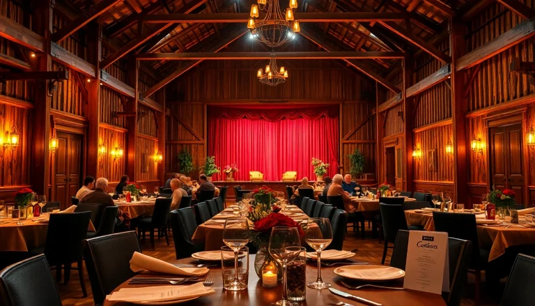 Enjoy a vibrant atmosphere at a barn dinner theater set for an unforgettable show.