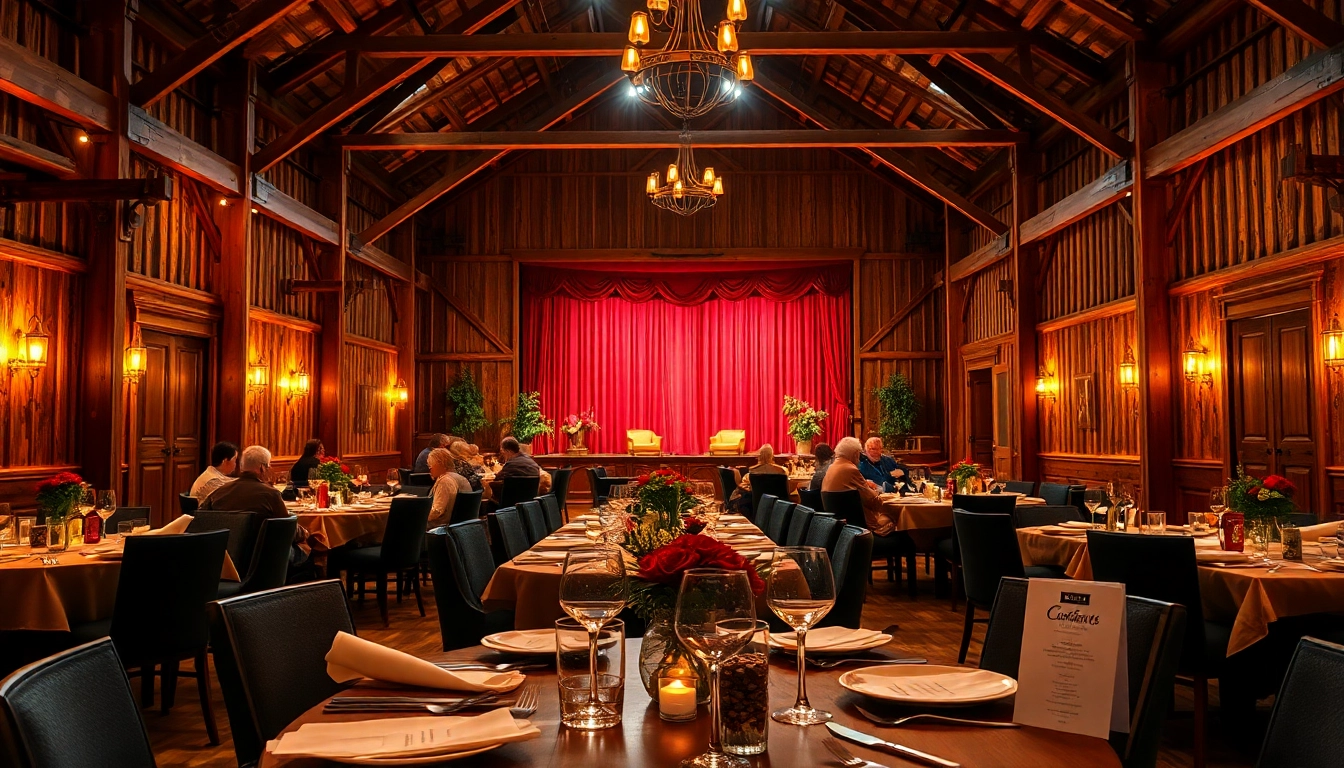 Enjoy a vibrant atmosphere at a barn dinner theater set for an unforgettable show.