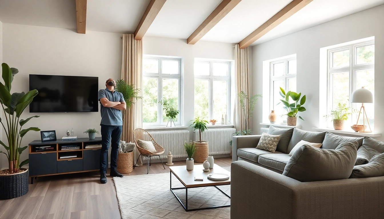 Woning ontruimen door professionele medewerkers die meubels veilig verplaatsen in een lichte woonkamer.