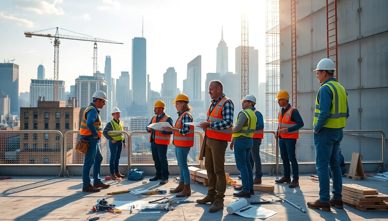 Engaged team in construction project showcasing New York General Contractor skills and innovations.