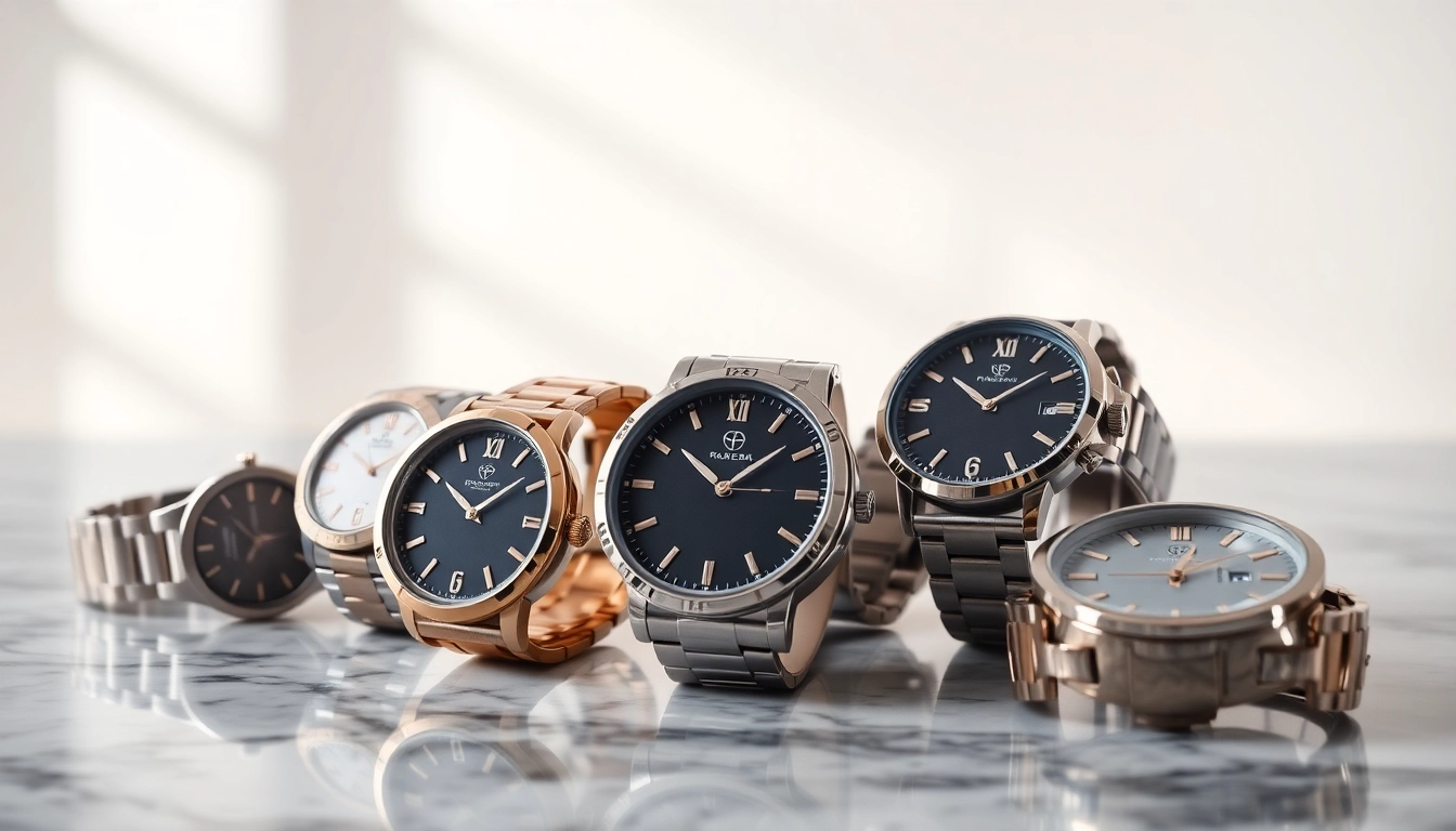 Damen Armbanduhren in stilvollem Design auf Marmoroberfläche präsentiert.