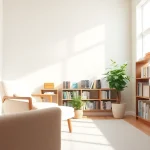 Engage in dealing with depression in a calm therapist's office filled with sunlight and soothing decor.