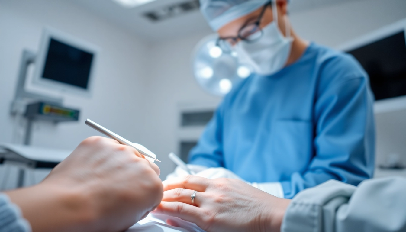 Behandlung in der Handchirurgie Braunschweig zeigt einen Chirurgen bei einer Operation.